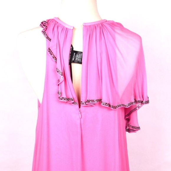 Thomas Wylde Silk Chiffon Leather Dress Sequins - Picture 4 of 8